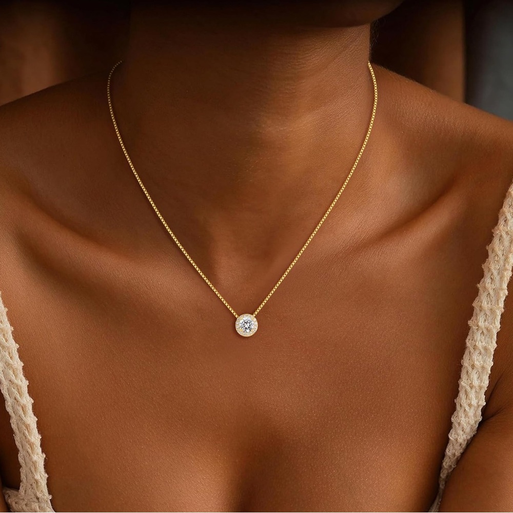Classic Gold CZ April Birthstone Pendant Necklace - Elegant Minimalist Jewelry